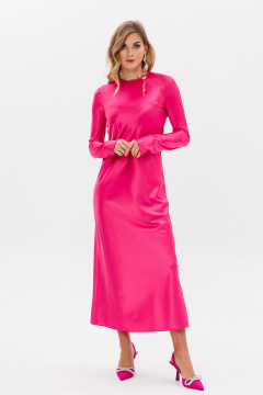 Платье из текстиля макси, рюшами и расклешением, полусвободный крой Anastasia 1184 фуксия - фото 1
