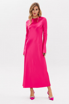 Платье из текстиля макси, рюшами и расклешением, полусвободный крой Anastasia 1184 фуксия - фото 2