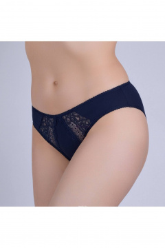 Трусы из хлопкового трикотажа с кружевной отделкой Verally 1064-2 темно-синий - фото 3