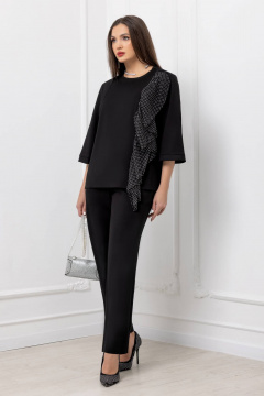 Демисезонный черный трикотажный костюм с брюками и джемпером Gold Style 2599 черный - фото 2