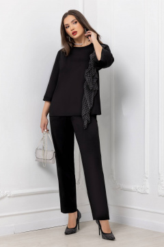 Демисезонный черный трикотажный костюм с брюками и джемпером Gold Style 2599 черный - фото 1