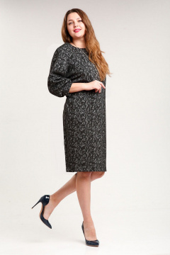 Платье из вискозы и трикотажа, с люрексом, нарядное, демисезон Fortuna ШЖ 648 черно-серый - фото 2