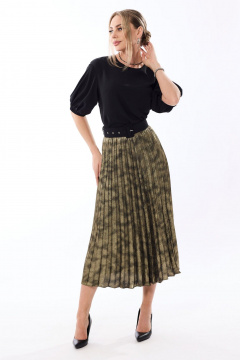 Блуза и юбка нарядный комплект, гофре, контрастные цвета Golden Valley 6683 золото - фото 1