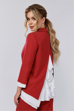 Деловой костюм из текстиля, жакет, брюки и шифоновая блуза DOGGI 2904 красный_молочный - фото 2