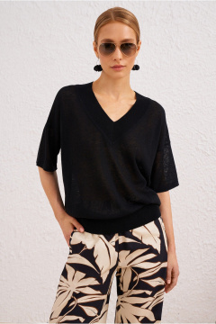 Бежевые и черные летние брюки из текстиля для ежедневного стиля BURVIN 9462-11 - фото 2