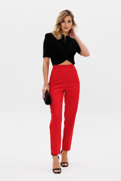 Красные зауженные брюки из костюмной ткани с разрезами EOLA 2661.1 красный - фото 2