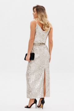 Молочная юбка миди с пайетками и шлицей сзади EOLA 2759.1 молочный - фото 5