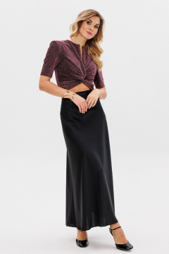 Блуза приталенная с плечевыми накладками на подкладке EOLA 2793 медь - фото 3