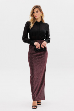 Черная макси-юбка зауженная с разрезом и классическим кроем EOLA 2794 медь - фото 3