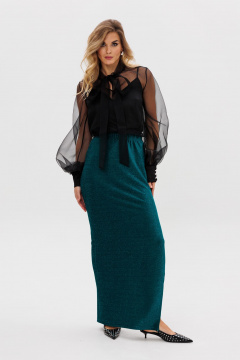 Зеленая макси-юбка зауженная с разрезом и классическим силуэтом EOLA 2794 изумруд - фото 5