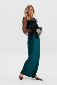 Зеленая макси-юбка зауженная с разрезом и классическим силуэтом EOLA 2794 изумруд - фото 4