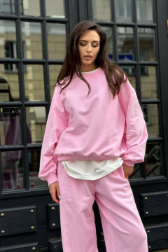 Розовые спортивные брюки из футера с велюром LECIEL TR05 - фото 1