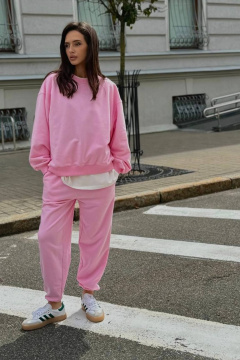 Розовые спортивные брюки из футера с велюром LECIEL TR05 - фото 2