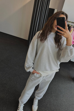 Белые спортивные брюки из футера с велюром LECIEL TR04 - фото 1