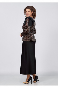 Блуза и юбка с велюровыми вставками и аксессуарами из бархата Mira Fashion 5513 - фото 4