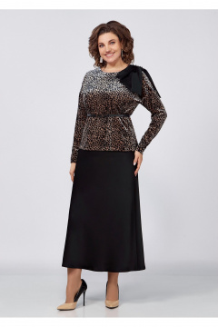 Блуза и юбка с велюровыми вставками и аксессуарами из бархата Mira Fashion 5513 - фото 2