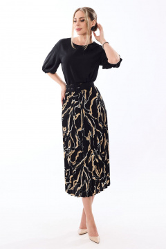 Платье с плиссированной юбкой и круглым вырезом Golden Valley 6688 черный - фото 1