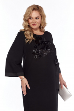 Черное платье с дизайнерской вышивкой и короткой молнией Grace for you 1054 - фото 3