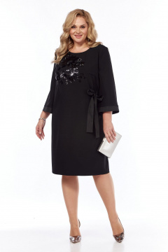 Черное платье с дизайнерской вышивкой и короткой молнией Grace for you 1054 - фото 1