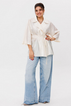 Жакет-рубашка с воротником рубашечного типа и поясом Anelli 1508 шампань - фото 4