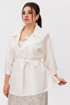 Жакет-рубашка с воротником рубашечного типа и поясом Anelli 1508 шампань - фото 3