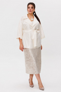 Жакет-рубашка с воротником рубашечного типа и поясом Anelli 1508 шампань - фото 2