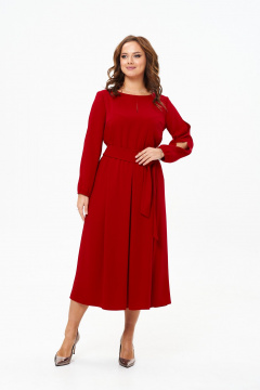 Красное платье с нагрудными вытачками и разрезом капелька T&N 7605 красный - фото 1