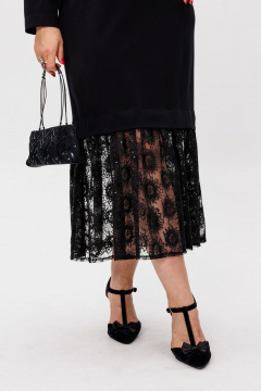 Платье-универсал с V-образным вырезом и гипюром Anelli 1518 ворона - фото 4