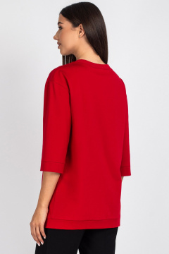 Демисезонная трикотажная блузка со стразами и органзой VIZAVI 720 красный - фото 4