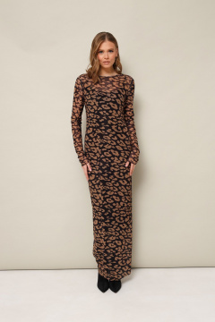 Миди платье с анималистичным принтом и рукавами-втачками PUR PUR 11-332/2 - фото 1