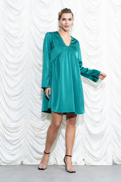 Платье А-силуэта с фигурным вырезом и разрезом Luna 201 зеленый - фото 4