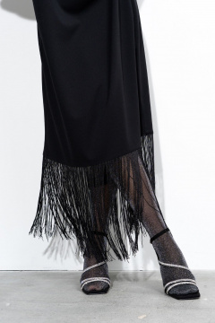 Платье расклешенного к низу силуэта с декоративной тесьмой Luna 203 черный - фото 5