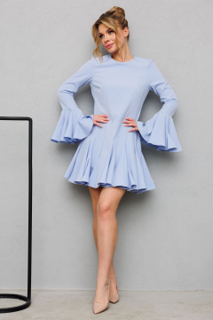 Голубое платье с летящей юбкой и короткими рукавами, нарядное Marshop М166 голубой - фото 5