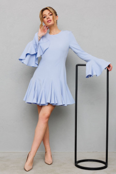 Голубое платье с летящей юбкой и короткими рукавами, нарядное Marshop М166 голубой - фото 4