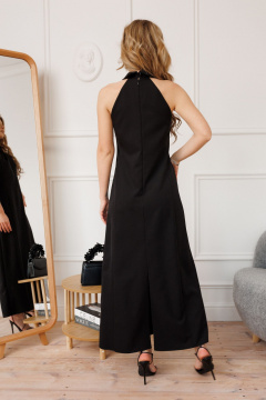 Черное платье без рукавов с воротником-стойкой, полуприлегающего силуэта Marshop М170 черный - фото 3