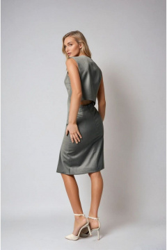 Серая юбка-карандаш из вискозы с асимметричным разрезом DEVITA 2005-1 серый - фото 3