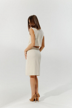 Молочная юбка-карандаш из вискозы с асимметричным разрезом DEVITA 2005-1 молочный - фото 4