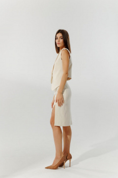 Молочная юбка-карандаш из вискозы с асимметричным разрезом DEVITA 2005-1 молочный - фото 3