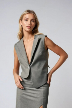 Серый жилет из вискозы с асимметричным кроем, стиль на каждый день DEVITA 4014-1 серый - фото 1