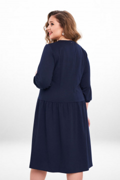 Платье из трикотажа с вышивкой и присборенным подолом Ramonki 2136 синий - фото 4