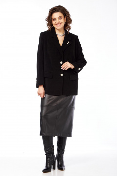 Миди юбка из текстиля с разрезом для повседневных образов AVA fashion М-102 черный - фото 1