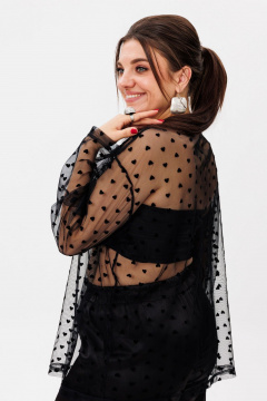 Круглогодичный оверсайз сетчатый лонгслив с сердечками Anelli 1516 сердечки - фото 5