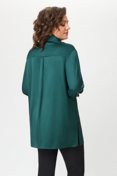 Блуза из текстиля с воротником и сборками для нарядных будней Svetlana-Style 2019 изумруд - фото 2