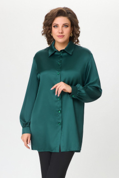 Блуза из текстиля с воротником и сборками для нарядных будней Svetlana-Style 2019 изумруд - фото 1