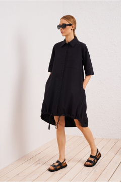 Платье черное из текстиля и хлопка в стиле на каждый день BURVIN 9523-81 - фото 1