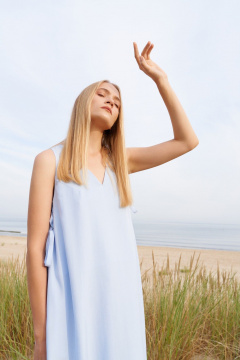 Платье голубое в стиле на каждый день из текстиля BURVIN 9525-81 - фото 4