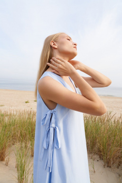 Платье голубое в стиле на каждый день из текстиля BURVIN 9525-81 - фото 3