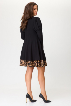 Полуприлегащее черное платье с рельефами и оборкой на юбке Svetlana-Style 1968 черный - фото 3