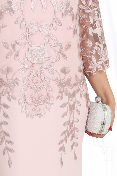 Кружевное нарядное платье-карандаш, розовое, стильное Ninele 6053 пудра - фото 3