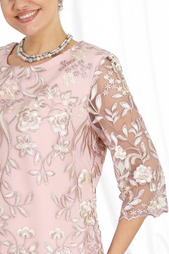 Кружевное платье-футляр, розовое, элегантное, для торжества Ninele 6053 темная пудра - фото 2